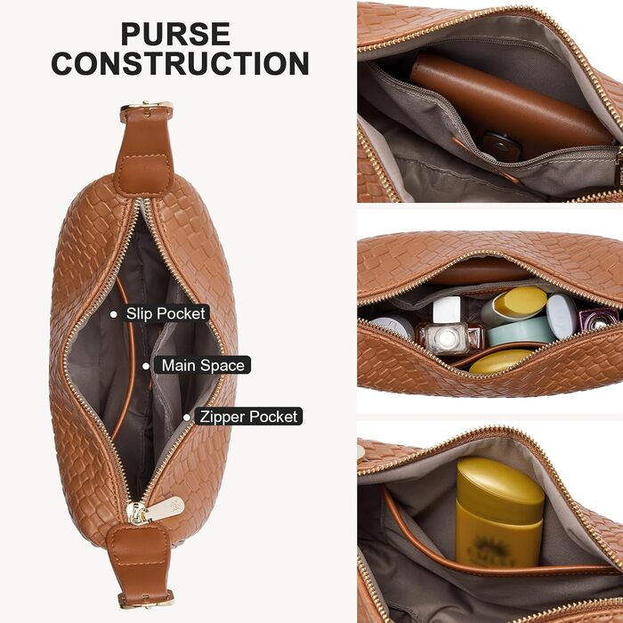 Сумка жіноча BOSTANTEN велика шопер з екошкіри, чорна/коричнева, на плече, елегантна сумка-хобо