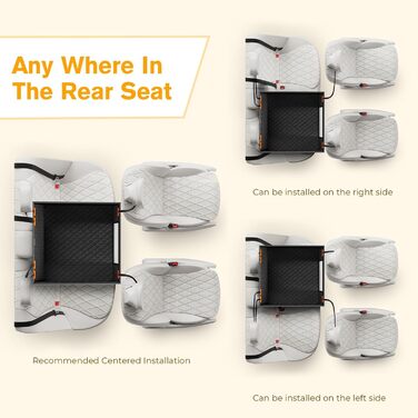 Pecute Dog Car Seat - XL Upgrade - Reinforced & Secure for Medium & Large Dogs - 70x61x55cm with 4 Straps