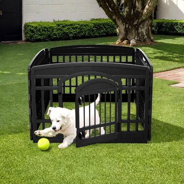 Iris Ohyama 4-Panel Dog Playpen with Lockable Door, 24