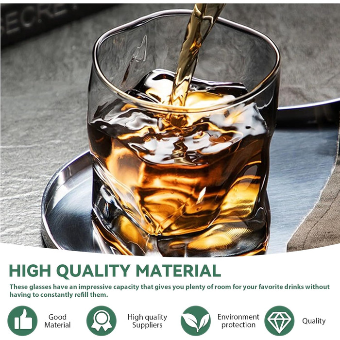 Набір склянок для віскі 4 шт. (200 мл), склянки з нерівною поверхнею, без ніжки, ідеальні для чоловіків, на день народження, на батьківський день, на річницю, 4 кольори