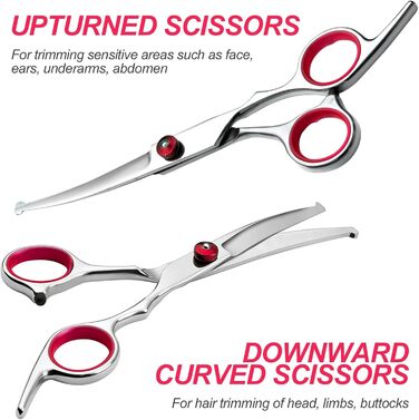 Набір професійних ножиць для грумінгу собак Newaner: ножиці з нержавіючої сталі, безпечні, для собак та котів, фінішна та пряма, гребінець для грумінгу, фіолетовий