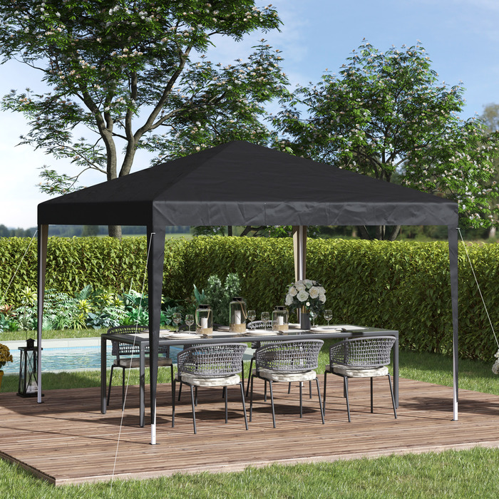 Outsunny Gazebo approx. 3x3m, water-resistant, stable, winter-proof, pop-up folding gazebo, UV protection, foldable party tent, garden tent with bag, garden gazebo for camping and garden, Black | Aosom