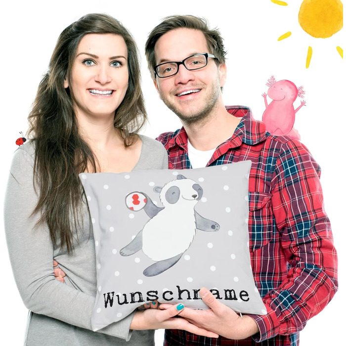 Іменна подушка з пандою для гандболу Mr. & Mrs. Panda – персоналізований подарунок із друком, для спортсменів і фанатів гандболу, з іменем
