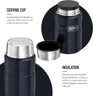 Термос ізольований, 710 мл, нержавіюча сталь, колір Midnight Blue (синій)