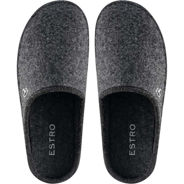 Чоловічі фетрові тапочки ESTRO - теплі зимові халапи для дому, чоловічі халапи, фетр, WOLLFILZ (45 EU, широкі, графіт)