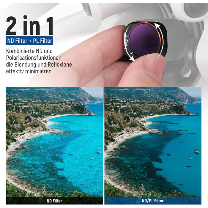 Набір фільтрів NEEWER ND&CPL для DJI Mini 4 Pro: 6 шт. (ND8, ND16, ND32, ND64, ND128, CPL) з ультратонким рамкою. Фільтри для дрона з HD склом, комплект