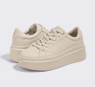 Жіночі кросівки на платформі LUCKY STEP, стильні кеди, класичні повсякденні туфлі, штучна шкіра, зручне взуття на кожен день (Бежевий, 37 EU)