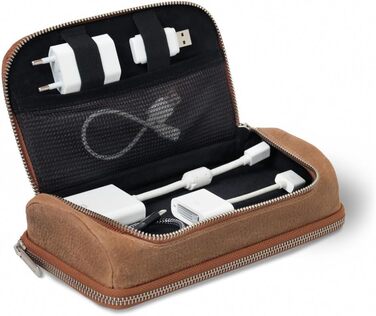 Cable Bag, Cable Organizer, Cable Case, Tech Pouch, Organizer Bag, Universal Pouch - Model 021 (Cognac)