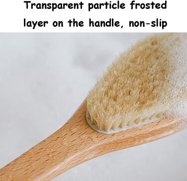 Transparent Particle-Matte Finish Anti-Slip Grip Body Brush, Bath Brush Wet and Dry Back Brush, Natural Bristle Hair Beechwood Material (14.8 * 3.1 inches * 2) (14.8 * 3.1 inches * 1)