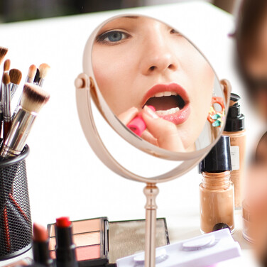 Relaxdays Makeup Mirror with Magnification, Copper Finish