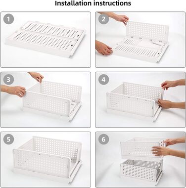 Hossejoy Set of 4 Stackable Closet Storage Boxes, Plastic Drawer Organizers, Foldable Clothes Shelf Baskets, Foldable Containers, Bins, for Office, Bedroom, and Bathroom (white)