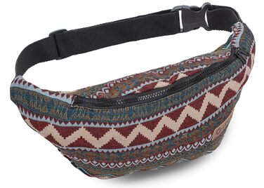 Бомбер-сумка на пояс з бавовни Leon Boho Hippie Tribal (GT dklBlauRauteStrahlWeiß)