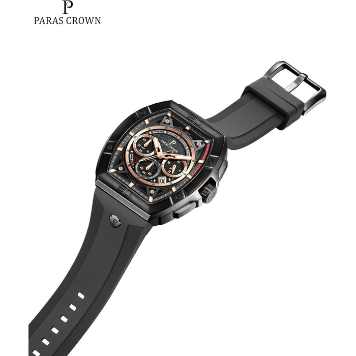 Чоловічий годинник-хронограф на кварцовому механізмі з японським годинниковим механізмом, 5ATM, корпус з нержавіючої сталі, ремінець з силікону (чорний)
