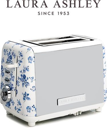 Тостер VQ Laura Ashley з 4-ма тостами, регулюванням нагріву, функцією розморожування та підігріву - модель Vintage з підставою для круасанів, нержавіюча сталь, колір 