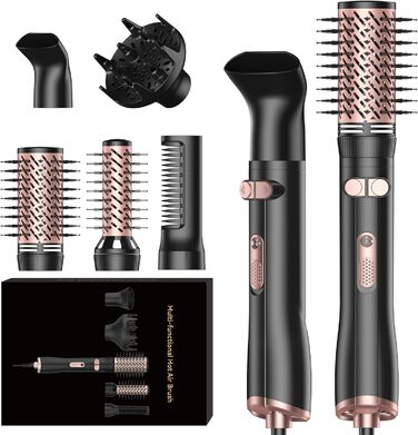 Мультистайлер для волосся 5 в 1: фен-щітка, плойка, об'єм, локони, 1000W, золото