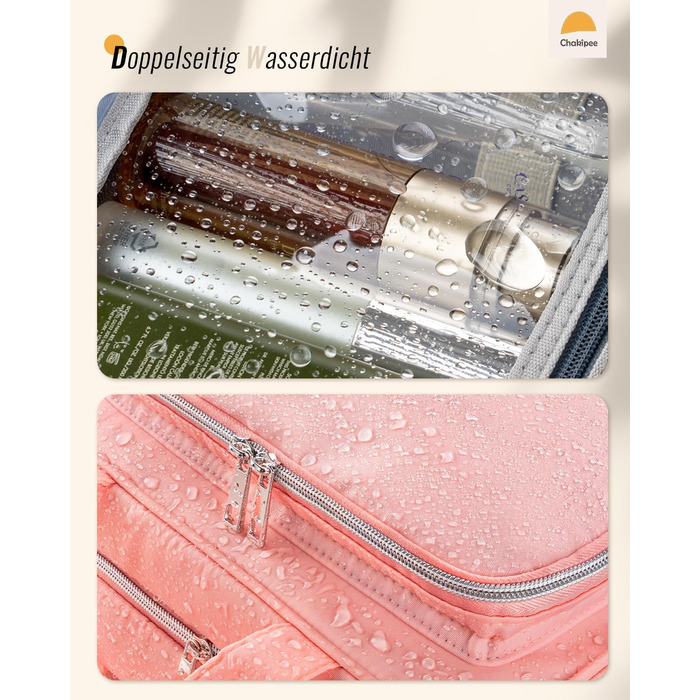 Чоловіча/Жіноча дорожня косметичка для підвішування – водонепроникна косметичка з прозорим вікном, легка, рожева, середнього розміру (30x23x10 см)