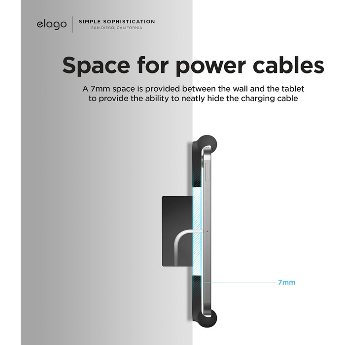 Тримач для планшета elago Home Hub Mount для Apple iPad, iPad Air/Pro, Samsung Galaxy Tab та інших планшетів, силіконовий, з кабелем-органайзером, чорний