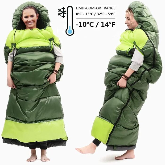 Спальний мішок для кемпінгу, 0°C, легкий, водонепроникний, для дорослих та дітей, -10°C, для подорожей та походів