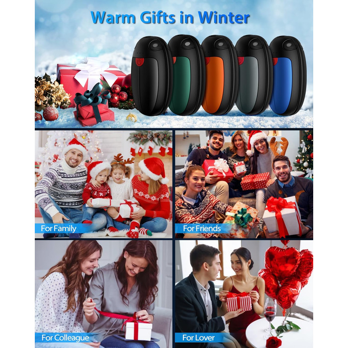 Електричні грілки для рук, набір 2 шт. - USB, 20 годин тепла, 3 температурні режими, для спорту та Raynaud's/Артрит, чорний