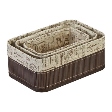 Relaxdays 3-Piece Bamboo Storage Baskets