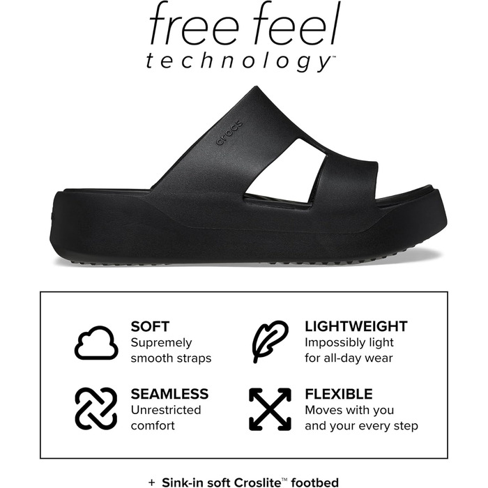 Crocs Getaway Platform H-Strap: жіночі сандалі на платформі, чорні (39/40 EU)