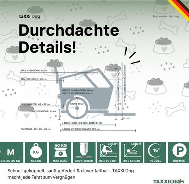 Фahrradanhänger TAXXI Dog M для собак до 40 кг - стабільний, з двома входами, сіткою, відбивачами, з'єднувачем, складаний, водостійкий