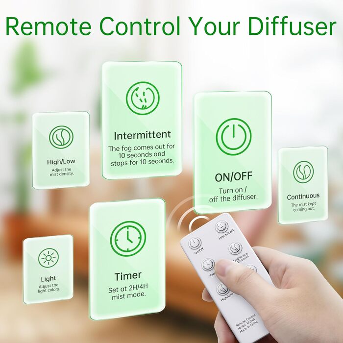 Дифузор аромату ASAKUKI 500 мл, ультразвуковий аромадифузор для ефірних олій, зволожувач повітря з пультом керування, автовимкнення без води, 7 кольорів LED-підсвічування (міні)