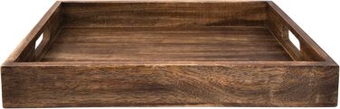 GoCraft Handcrafted Classic Wooden Tray - Large 16.5-inch Mango Wood Serving Tray with Handles - Elegant Kitchen & Dining Accessory - Ideal for Breakfast in Bed, Coffee, Tea