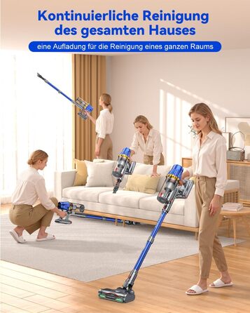 Бездротовий акумуляторний пилосос H9 58000Pa/650W з LED-екраном та турбощіткою для тварин, килимів та твердих підлог (блакитний)