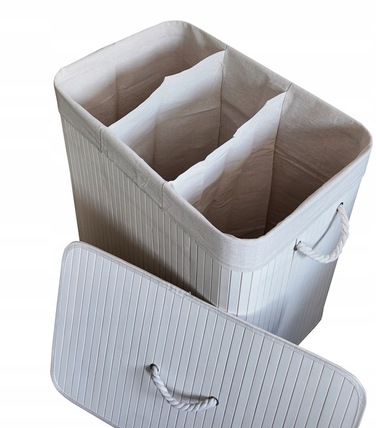 Великий бамбуковий кошик з кришкою для білизни та іграшок, 150 л