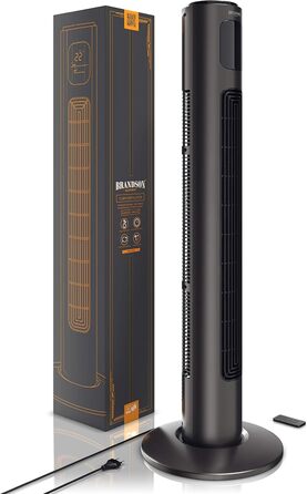 Вентилятор Tower Brandson з пультом дистанційного керування, 96 см, 3 швидкості, графітовий (Aschgrau) - нагорода 2026