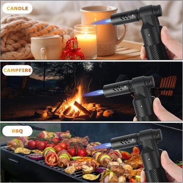 Заправляне бутанове запальничка Jet, регульоване полум'я, ветростійке, кухонний пальник, подарунок для чоловіків, гриль, кемпінг, кухня (бутан-газ не входить) Чорний