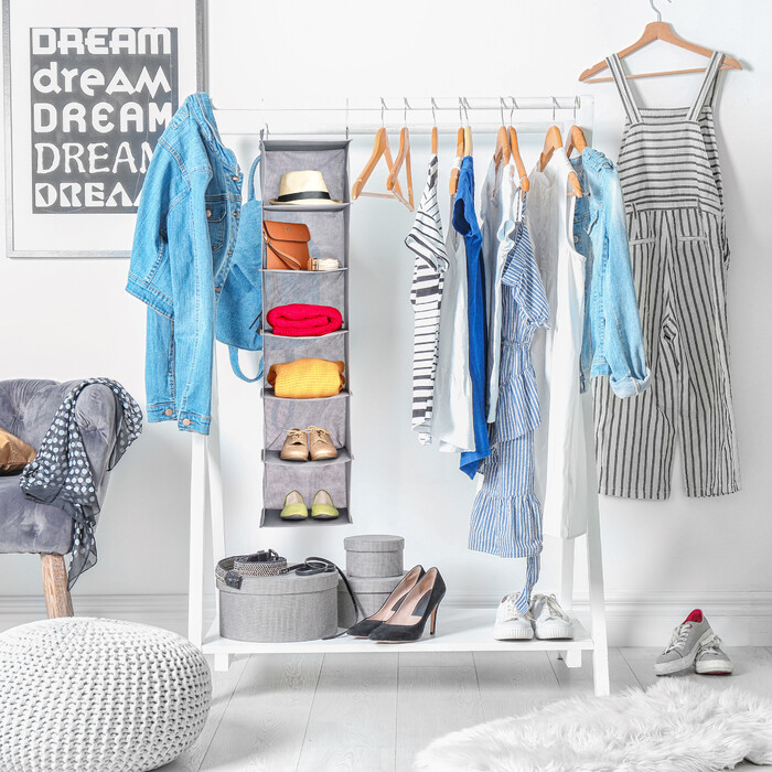Relaxdays Hanging Shelf Closet Organizer with 6 Compartments