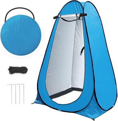 Pop-Up Privacy Tent for Toilet & Changing - Portable Outdoor Shower Tent with Carry Bag (UV 40+) - Green & Blue