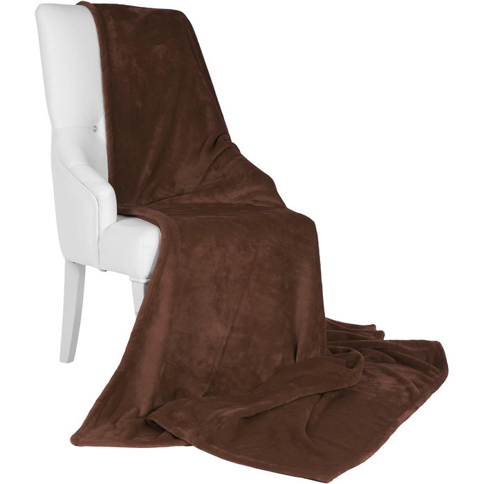 М'яка ковдра Beautissu Aurelia: плюшева, 220 x 240 см, темно-коричнева