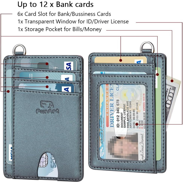 FurArt: Елегантне картхолдер з RFID-захистом для чоловіків та жінок, чорний (S, перламутрово-сірий)