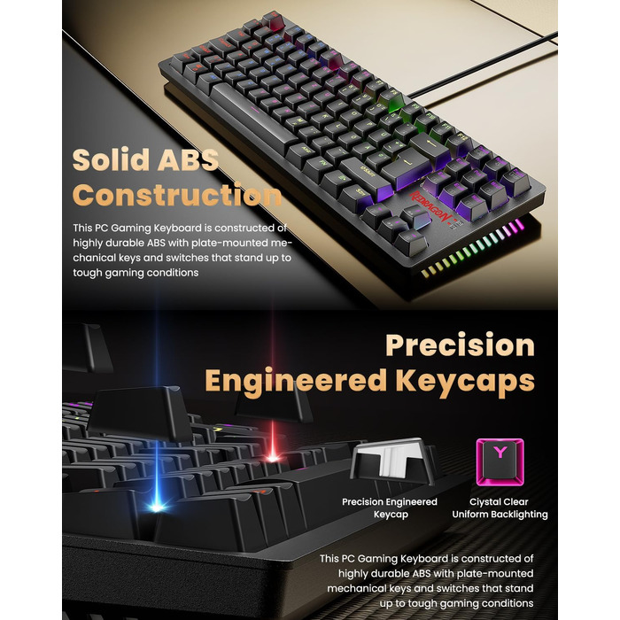 Redragon K552 Комплект: Механічна клавіатура та миша для геймінгу з RGB-підсвічуванням, brown switches, 4200 DPI, QWERTZ DE Layout