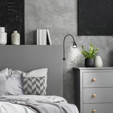 Світлодіодна настінна лампа Briloner з регульованим кріпленням, GU10 4.7W, 400lm, тепле біле світло, чорна. Лампа для читання, нічник, бра.