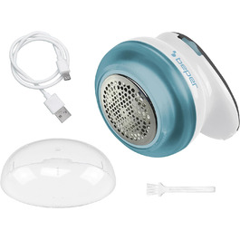 BEPER 50.245 USB-аккумуляторний видальник ворсу зі сталевими лезами. Видаляє ворс та ковтунці. Білий/блакитний, перезаряджається через USB