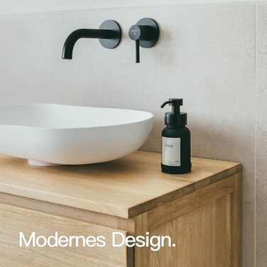 Designfabrik Hamburg | Glass Soap Dispenser Bathroom | Stainless Steel Pump Dispenser for Liquid Soap | Dish Soap Dispenser Kitchen Modern | 250ml | Black/Black