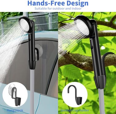 Portable Camping Shower with Pump - Rechargeable Battery Camping Shower Set with 1.8m Hose - Camping Shower Set for Garden, Camping, Car Washing, and Pet Washing (Digital Display)