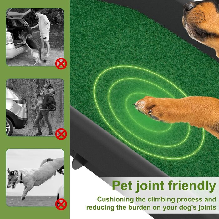 Рампа для собак NAIZY 156 см, складна, з антиковзкими килимками, для собак/кішок/домашніх тварин до 90 кг, з травою