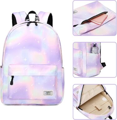 Рюкзак для дівчинки Mygreen Corduroy Retro з екошкіри, 14-дюймовий, зелено-ліловий