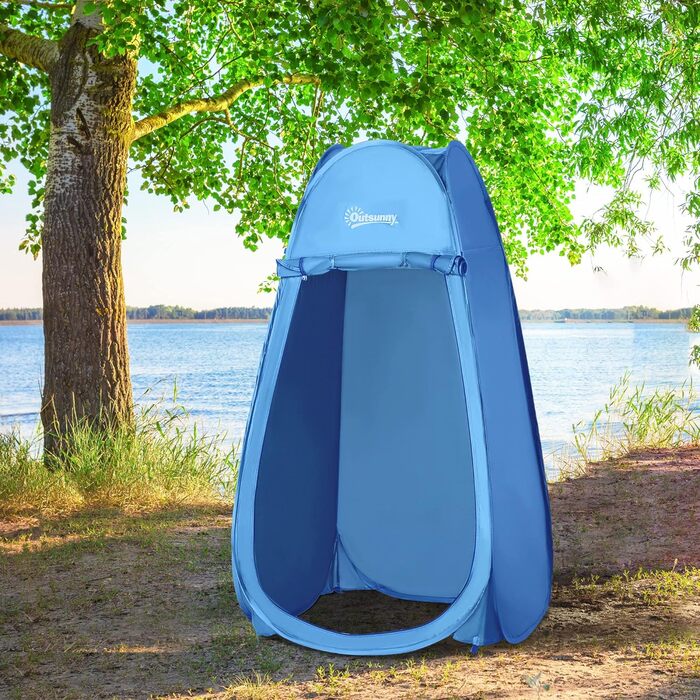 Намет для душу та туалету Outsunny, водонепроникний, для кемпінгу, 100x100x185 см, блакитний