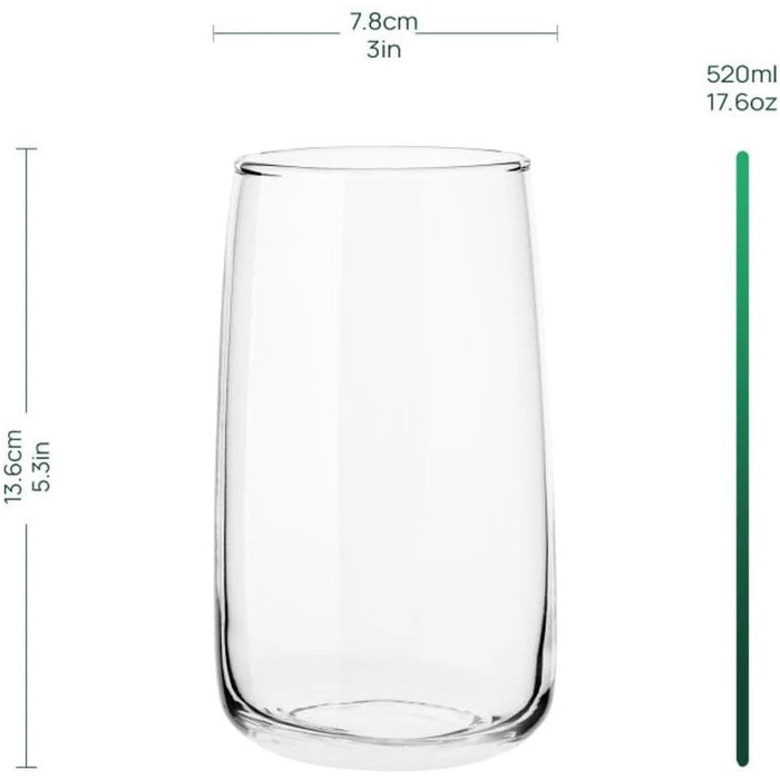 Water Glasses Set | Highball Glasses Set | 480 ml | Set of 6 | Large Drinking Glasses Drinking Glasses Set Highball Glasses Water Glass Juice Glass | Dishwasher Safe | Emma Collection