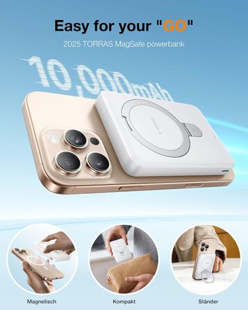 TORRAS Power Bank 5000mAh з MagSafe, 22.5W PD, USB-C, для iPhone 17 Pro Max та інших моделей