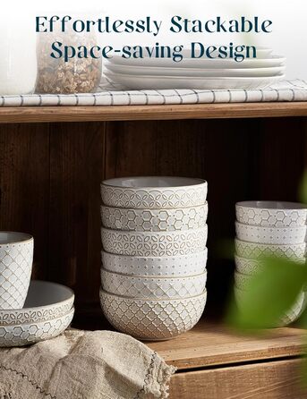 Набір мисок DOWAN для мюслі, 6 шт., 680 мл. Великі миски для мюслі, вечері, супу, салату. Яскраві миски для сервірування на Різдво.