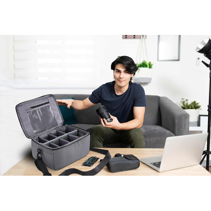 Сумка для камери Koolertron: захисна, водонепроникна, з регульованим ременем, для DSLR, фотограф-ентузіаст (сіра)