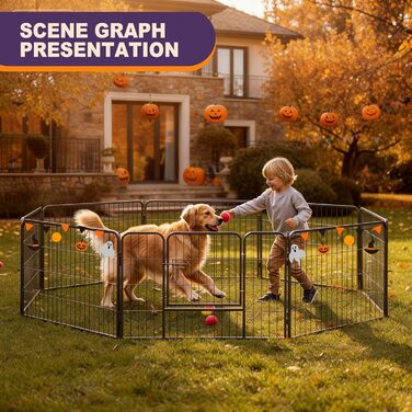 Загін для собак, комплект з 8 панелей, 80x60 см, зона відпочинку для собак та домашніх тварин, для дому та вулиці