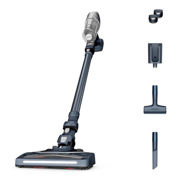 Бездротовий пилосос Rowenta X-Pert 6.60: акумуляторний, 100W, 45 хв роботи, без мішка, LED-насадка, легкий, 0,55 л, насадка для щілин, кріплення, чорний, RH6831EO (сірий/срібний)
